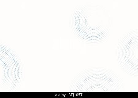 Modern dotted background featuring floating circular ring forms built from clean vector particles Stock Vector