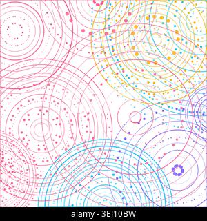 Abstract background made from overlapping concentric circle groups with subtle flattened transparency colors Stock Vector
