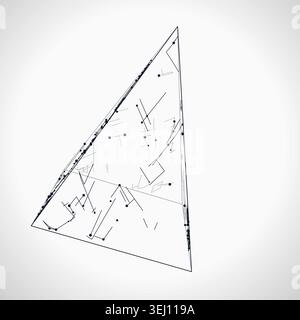 Abstract futuristic pyramid structure rendered as a clean geometric network background Stock Vector