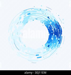 Abstract digital ring interface made from layered geometric arc blocks Stock Vector
