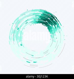 Concentric circular tech segments with dynamic blue glow accents Stock Vector