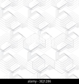 Clean geometric labyrinth background with repeated angular maze lines and subtle layered spacing Stock Vector