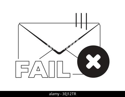 Failed email notification modern black and white UI element Stock Vector