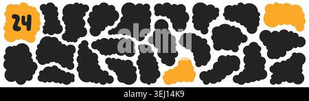 Collection with wavy black and yellow shapes. Stock Vector