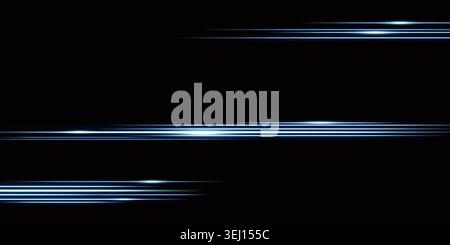 Blue laser beams, glowing stripes. Bright light effect. Abstract vector illustration isolated on black background. Stock Vector