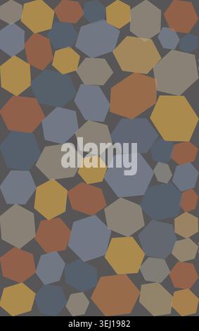 Abstract geometric hexagon seamless pattern drawing mosaic texture on dark background front view Stock Photo