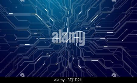 Abstract AI circuit board background with blue connected lines Stock Vector