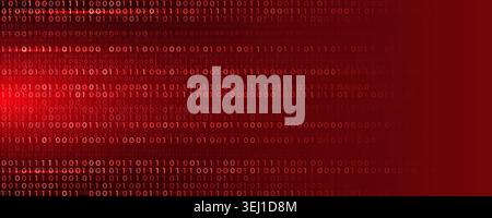 Virus Code Flow Red Binary Code Bug Cyber Attack Pattern. Malware Attack Ransomware Warning Background. Computer Hacking Cyber Security Breach. AI Stock Vector
