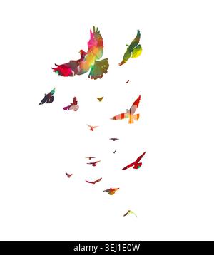 Abstract dove colored silhouette . hand drawing. Not AI. Vector illustration Stock Vector