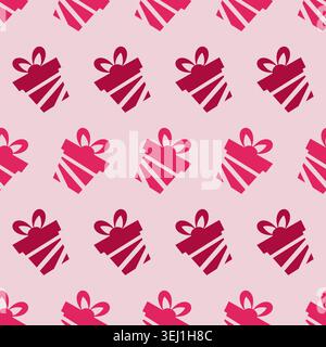 Repeated pattern of pink gift boxes with bows. Vector illustration Stock Vector