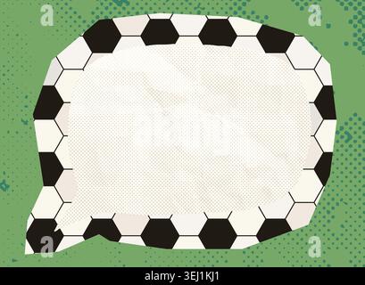 Speech bubble with soccer ball pattern, Vector crumpled paper text box for sport planners and posters for events Stock Vector
