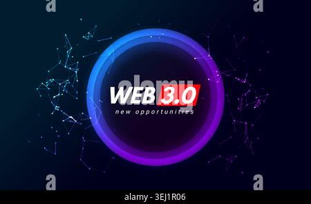 Web 3 background world globe tech blockchain digital ai world. Web3 future network nft technology banner Stock Vector