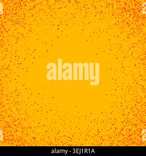 Abstract festive confetti background vibrant orange yellow particles. Circular border composition cheerful celebration template Stock Vector
