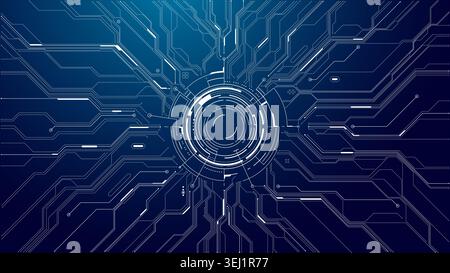 Abstract digital circuit background with circle HUD ring Stock Vector