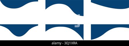 Set of website top banner, header or divider templates in curvy shapes isolated on white background. Design elements for webpage interface. Vector flat illustration. Stock Vector