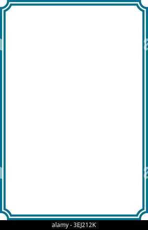 Classic blue double-line frame with curved corners for the picture frame or book inreior. Stock Vector