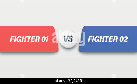 Versus Banner, Vector Illustration. Red vs Blue Fighter Comparison Label for Game Stream Overlay. Battle Screen, Tournament Match. Esports Design Stock Vector
