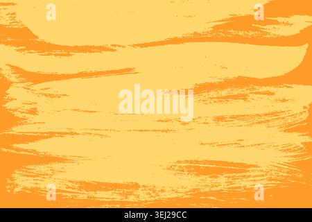Yellow Brush background. Summer grunge distress overlay texture, grainy brushstroke backdrop. Thick brush stroke rough dry paint banner. Vector Stock Vector