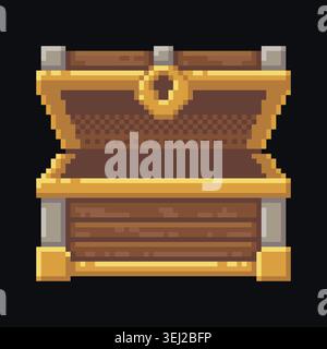 Pixel open treasure chest reward icon Stock Vector