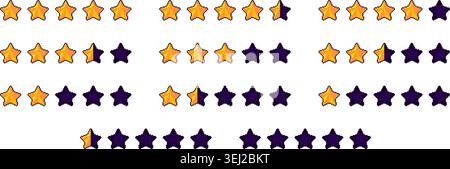 Pixel Star Rating Full Range Icons Set Stock Vector