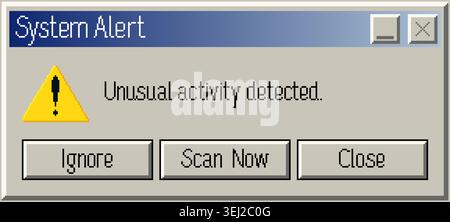 Retro pixel system alert error window interface Stock Vector