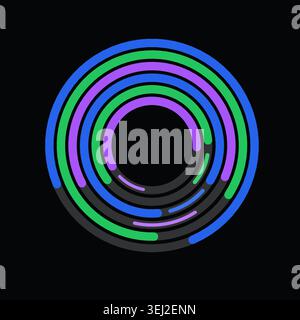 Vibrant circular composition built from bold rounded ring segments Stock Vector