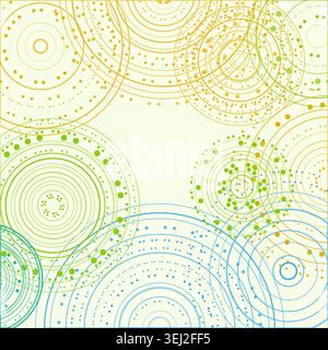 Abstract background made from overlapping concentric circle groups with subtle flattened transparency colors Stock Vector