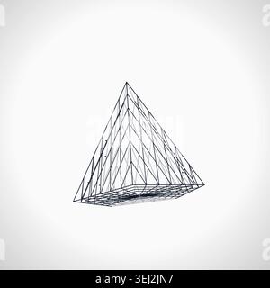 Abstract futuristic pyramid structure rendered as a clean geometric network background Stock Vector