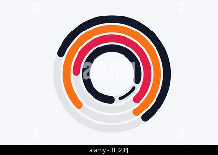 Vibrant circular composition built from bold rounded ring segments Stock Vector