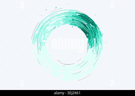 Abstract digital ring interface made from layered geometric arc blocks Stock Vector