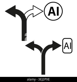 Decision path icons showing a choice for AI technology Vector. Icons support business strategy visuals and technology adoption presentations. EPS 10. Stock Vector
