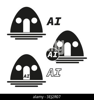 Artificial intelligence shuttle and transport icon set vector. Icons target robotics, future transport, and automation projects. EPS 10. Stock Vector