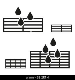 Water filtration and drainage symbols collection vector. Icons target plumbing systems and waterproofing product specs. EPS 10. Stock Vector
