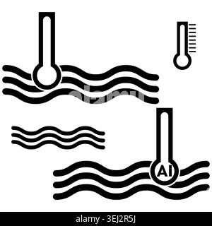Engine coolant temperature indicator icons vector. Automotive dashboard UI supports vehicle diagnostics and interface graphics. EPS 10. Stock Vector