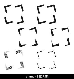 Collection of full screen focus and selection frame icons vector. Perfect for user interface design and digital camera applications. EPS 10. Stock Vector