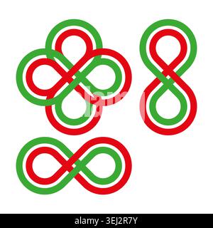 Interwoven infinity symbols and knots in Italian colors vector. Perfect for national branding logos and festive graphic design. EPS 10. Stock Vector