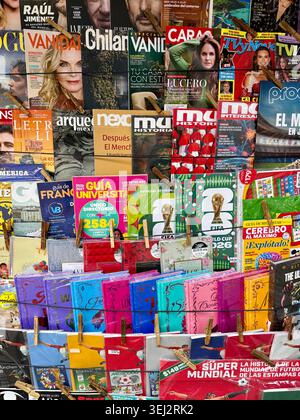 Panini World Cup stickers are displayed in the historic center in ...