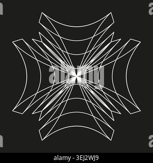 Abstract symmetrical line art of a geometric star pattern vector. Graphic supports technology branding, network icons and spiritual emblems. EPS 10. Stock Vector