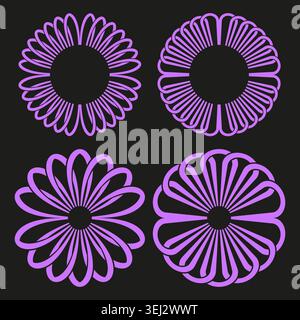Set of circular geometric ornaments with interwoven lines vector. Graphic supports logo design, branding identity and decorative icons. Stock Vector