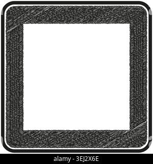 Hand drawn scribble square frame with rounded corners vector. Perfect for photo overlays social media posts and creative branding. Stock Vector