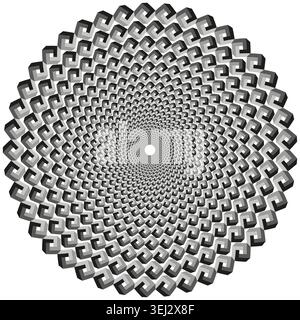 Circular op art pattern with a hypnotic motion illusion vector. Graphic supports psychedelic art, digital backdrops and textile printing. Stock Vector