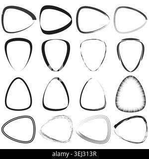 Set of black guitar pick and plectrum outline frame shapes vector. Ideal for music branding rock band logos and festival graphics. Stock Vector
