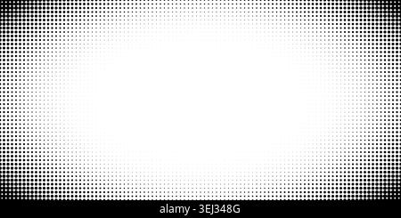 Rectangle border featuring halftone gradient transitions from center to edges. Dotted frame pattern perfect for comic books, manga panels, and retro graphic designs. Stock Vector
