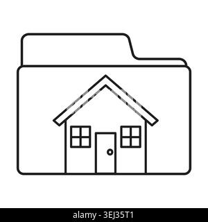 House icon on file folder for property documents. Home management and real estate files organized for storage and access. Vector EPS 10. Stock Vector