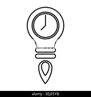 Lightbulb rocket with clock face launches into space. Symbol for fast ideas, innovation and project startup for business growth. Vector EPS 10. Stock Vector