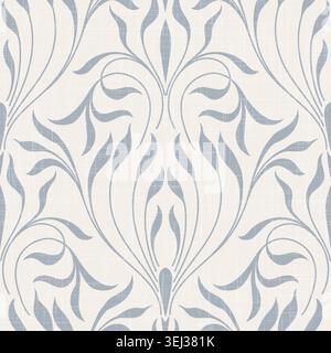 Damask modern seamless pattern element with linen texture. Vintage classical old fashioned damask ornament, seamless texture for wallpapers, textile. Stock Vector