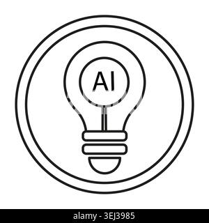 AI lightbulb icon for creative ideas and technology. Vector logo for artificial intelligence innovation and machine learning concepts. Vector EPS 10. Stock Vector