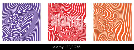 Abstract liquid marble texture vector set wavy lines Stock Vector