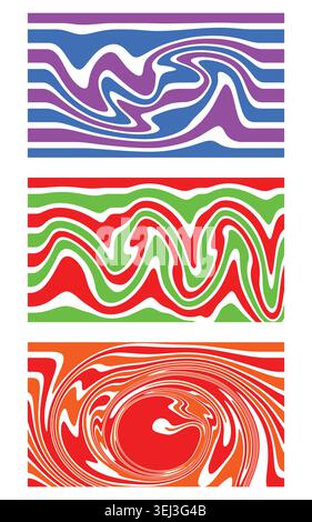 Abstract horizontal liquid wave stripe banner vector background Stock Vector
