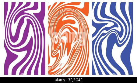 Abstract fluid wavy line vertical banner vector background set Stock Vector